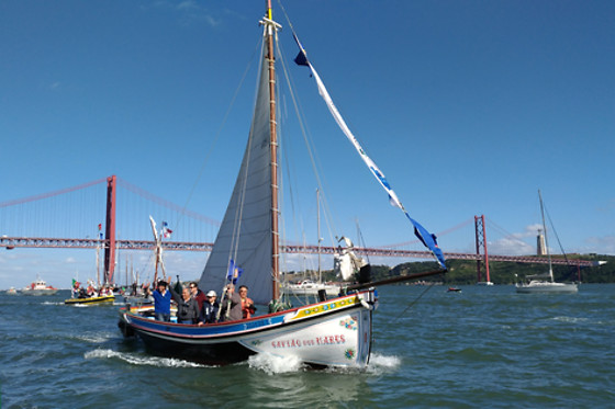 Passeio em barco tradicional à vela pelo Rio Tejo para até 12 pessoas em Tejoconvida (Lisboa)